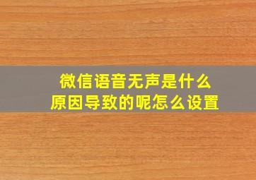 微信语音无声是什么原因导致的呢怎么设置