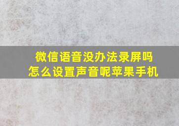 微信语音没办法录屏吗怎么设置声音呢苹果手机