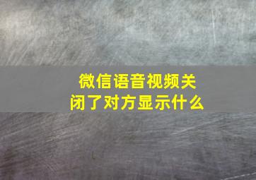 微信语音视频关闭了对方显示什么