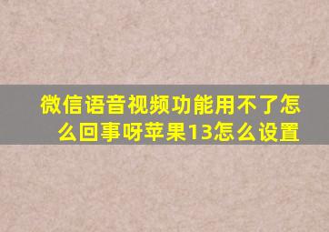 微信语音视频功能用不了怎么回事呀苹果13怎么设置