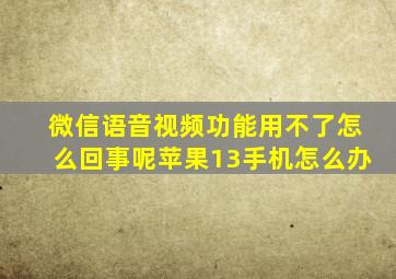 微信语音视频功能用不了怎么回事呢苹果13手机怎么办