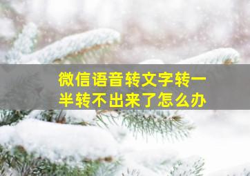 微信语音转文字转一半转不出来了怎么办