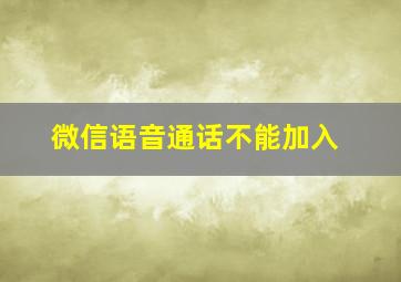 微信语音通话不能加入