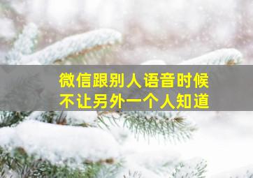 微信跟别人语音时候不让另外一个人知道