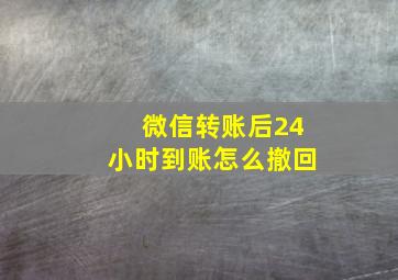 微信转账后24小时到账怎么撤回