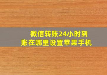 微信转账24小时到账在哪里设置苹果手机