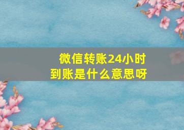 微信转账24小时到账是什么意思呀