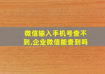 微信输入手机号查不到,企业微信能查到吗