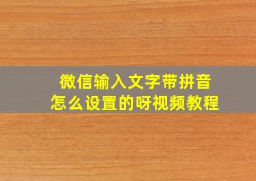 微信输入文字带拼音怎么设置的呀视频教程