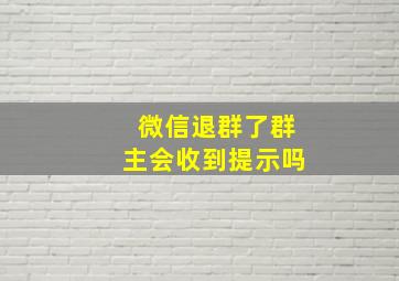 微信退群了群主会收到提示吗