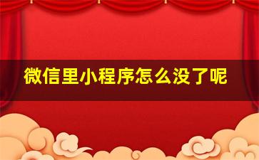 微信里小程序怎么没了呢