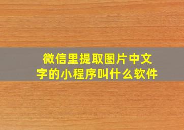 微信里提取图片中文字的小程序叫什么软件