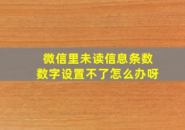 微信里未读信息条数数字设置不了怎么办呀