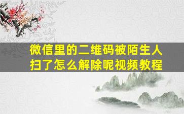 微信里的二维码被陌生人扫了怎么解除呢视频教程