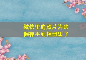 微信里的照片为啥保存不到相册里了