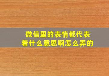 微信里的表情都代表着什么意思啊怎么弄的