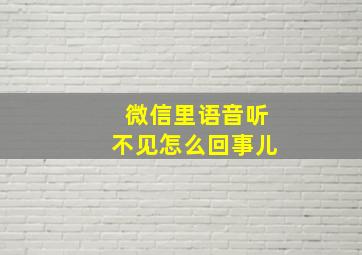 微信里语音听不见怎么回事儿