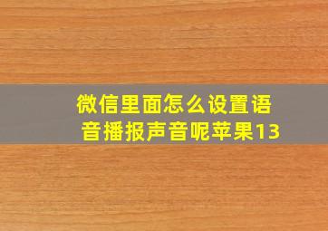 微信里面怎么设置语音播报声音呢苹果13