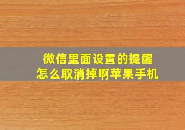 微信里面设置的提醒怎么取消掉啊苹果手机