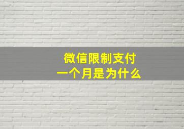 微信限制支付一个月是为什么