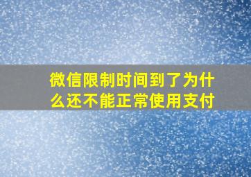 微信限制时间到了为什么还不能正常使用支付