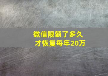 微信限额了多久才恢复每年20万