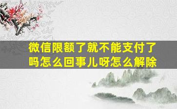 微信限额了就不能支付了吗怎么回事儿呀怎么解除