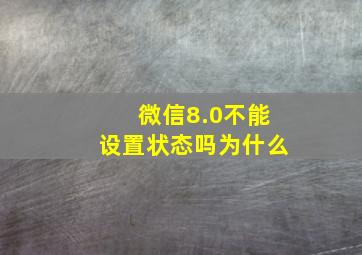 微信8.0不能设置状态吗为什么