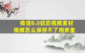 微信8.0状态视频素材视频怎么保存不了相册里