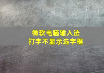 微软电脑输入法打字不显示选字框