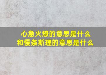 心急火燎的意思是什么和慢条斯理的意思是什么