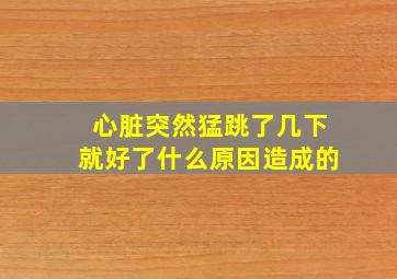 心脏突然猛跳了几下就好了什么原因造成的