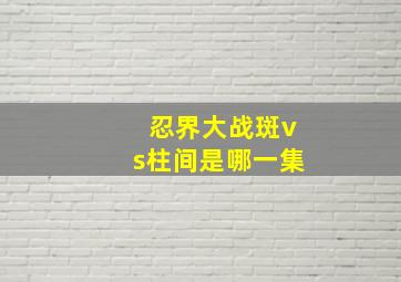 忍界大战斑vs柱间是哪一集