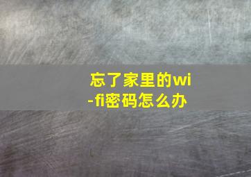 忘了家里的wi-fi密码怎么办