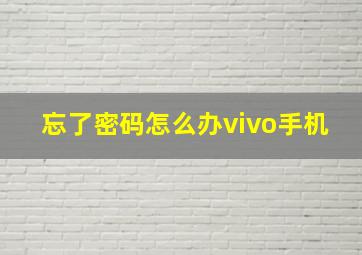 忘了密码怎么办vivo手机