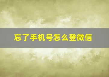 忘了手机号怎么登微信