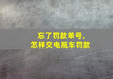 忘了罚款单号,怎样交电瓶车罚款