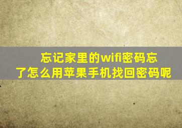 忘记家里的wifi密码忘了怎么用苹果手机找回密码呢