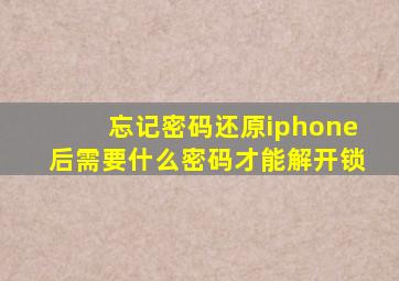 忘记密码还原iphone后需要什么密码才能解开锁