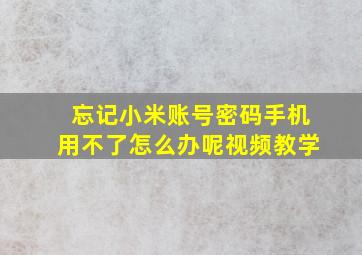 忘记小米账号密码手机用不了怎么办呢视频教学