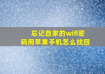 忘记自家的wifi密码用苹果手机怎么找回