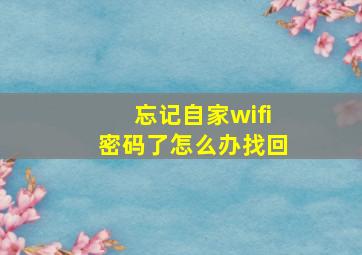 忘记自家wifi密码了怎么办找回