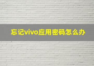 忘记vivo应用密码怎么办