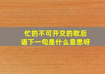 忙的不可开交的歇后语下一句是什么意思呀