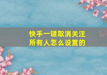 快手一键取消关注所有人怎么设置的