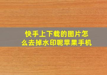 快手上下载的图片怎么去掉水印呢苹果手机