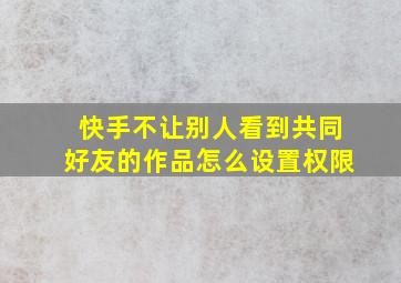 快手不让别人看到共同好友的作品怎么设置权限