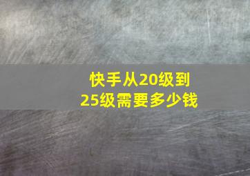 快手从20级到25级需要多少钱