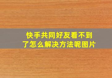 快手共同好友看不到了怎么解决方法呢图片