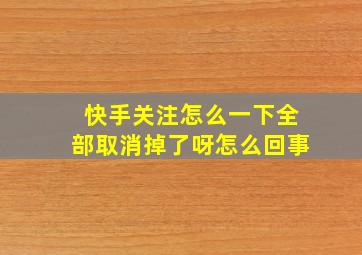 快手关注怎么一下全部取消掉了呀怎么回事